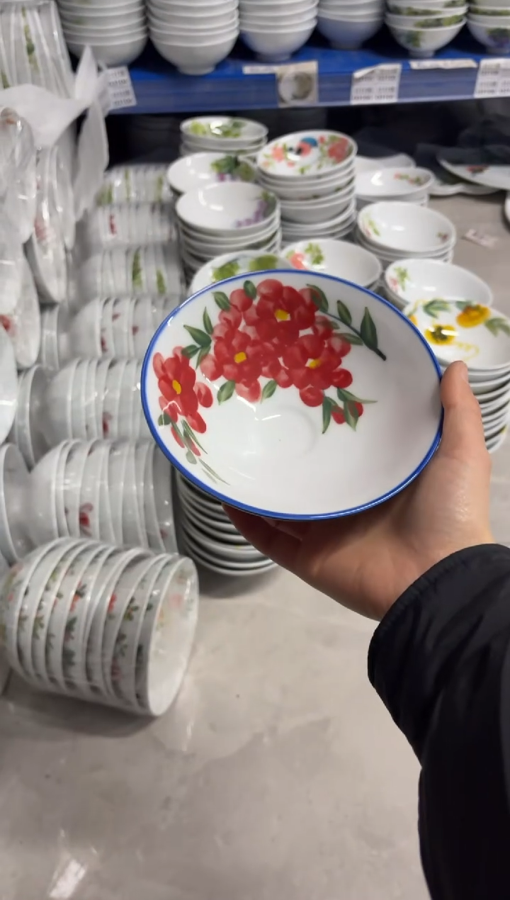 景德镇高温陶瓷食品级手绘釉中彩-斗笠碗