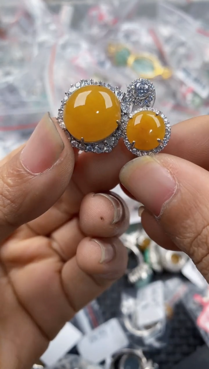 银S925镶嵌戒指翡翠444---7