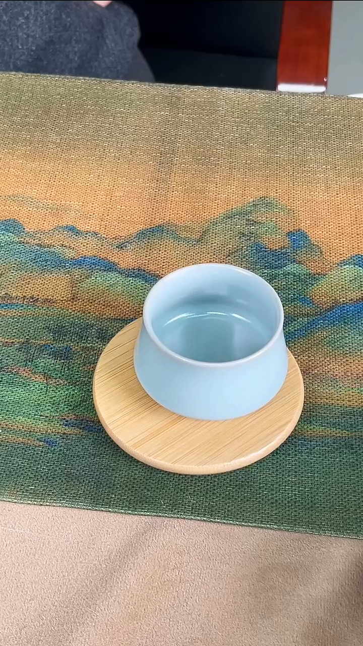 碟瓷孙现锋 仿古天青釉 聚香杯