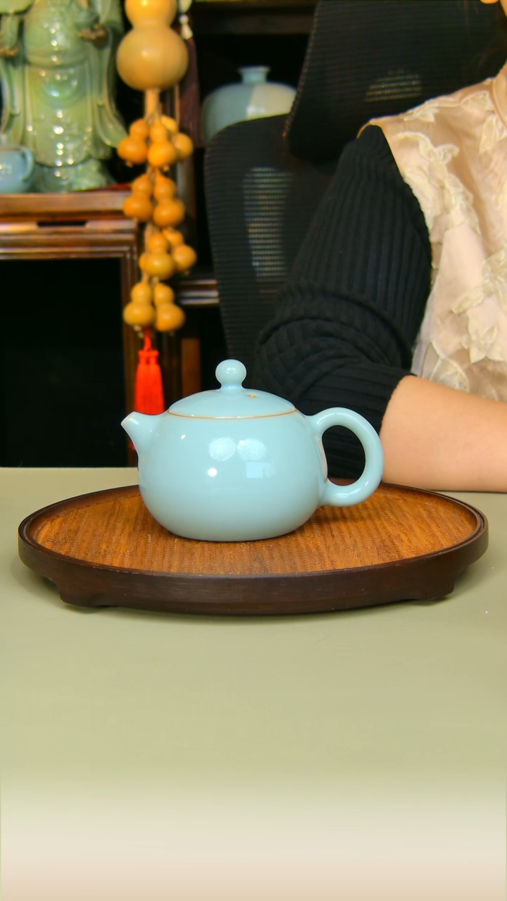 汝瓷西施全手工原矿天青不完美