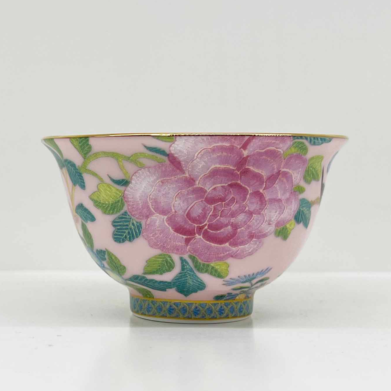 【奇居亭】摆件百鸟和鸣摆件骨瓷主人杯矮款 粉红#F9508Y12