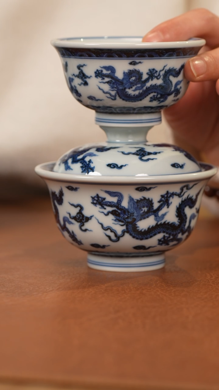 【闪购商品】杯和然珍味龙凤盖碗+小压手