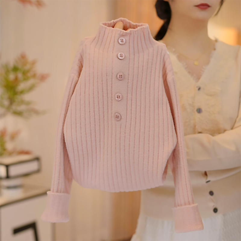 【米小洛】25新款儿童秋冬时尚洋气百搭打底纯色套头半高领毛衣上衣