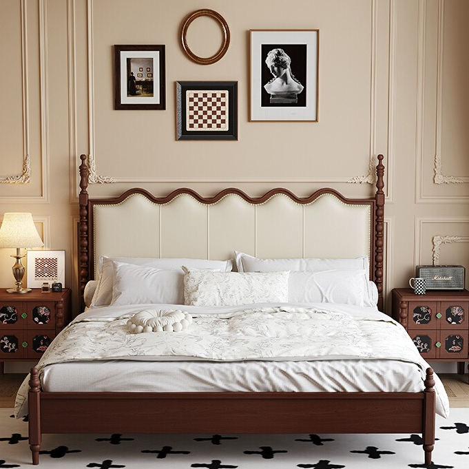 【塞纳床·羊羊力荐】法式复古风双人实木真皮软包床主卧大床