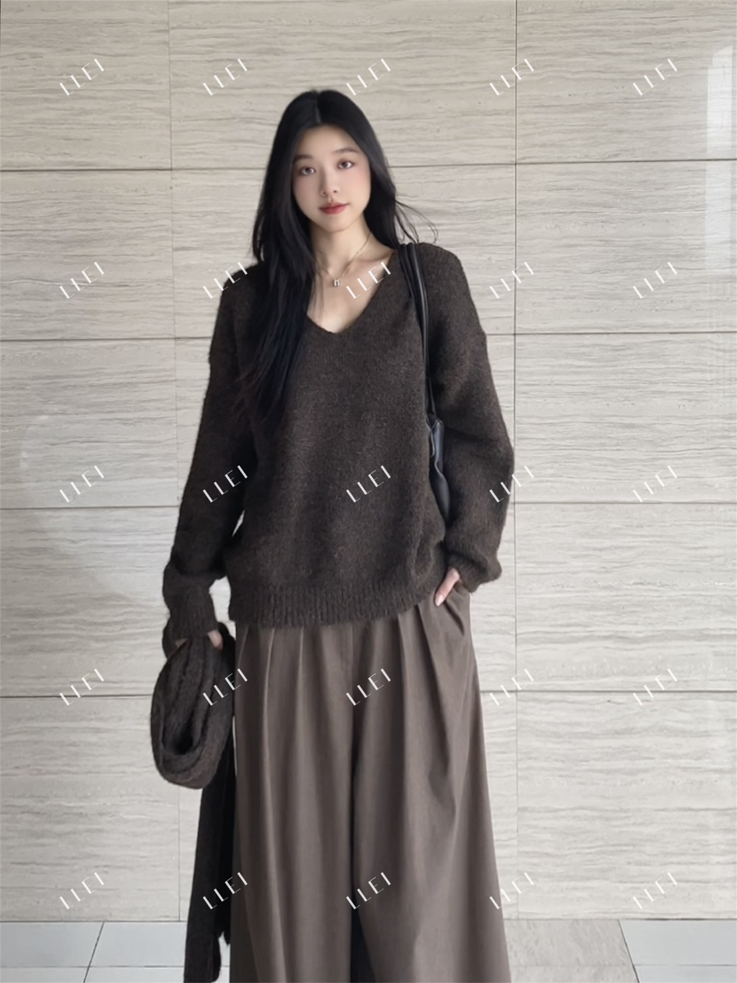 LLei大蕾【两穿毛衣】温柔风长袖冬保暖慵懒感毛衣(配可拆卸披肩) 