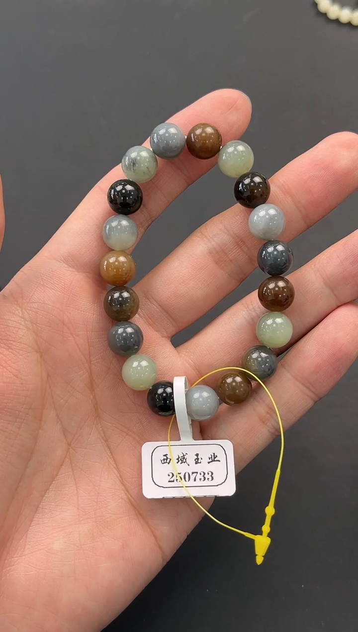 未镶嵌手串和田玉若羌楼兰三色手串卡10微色差