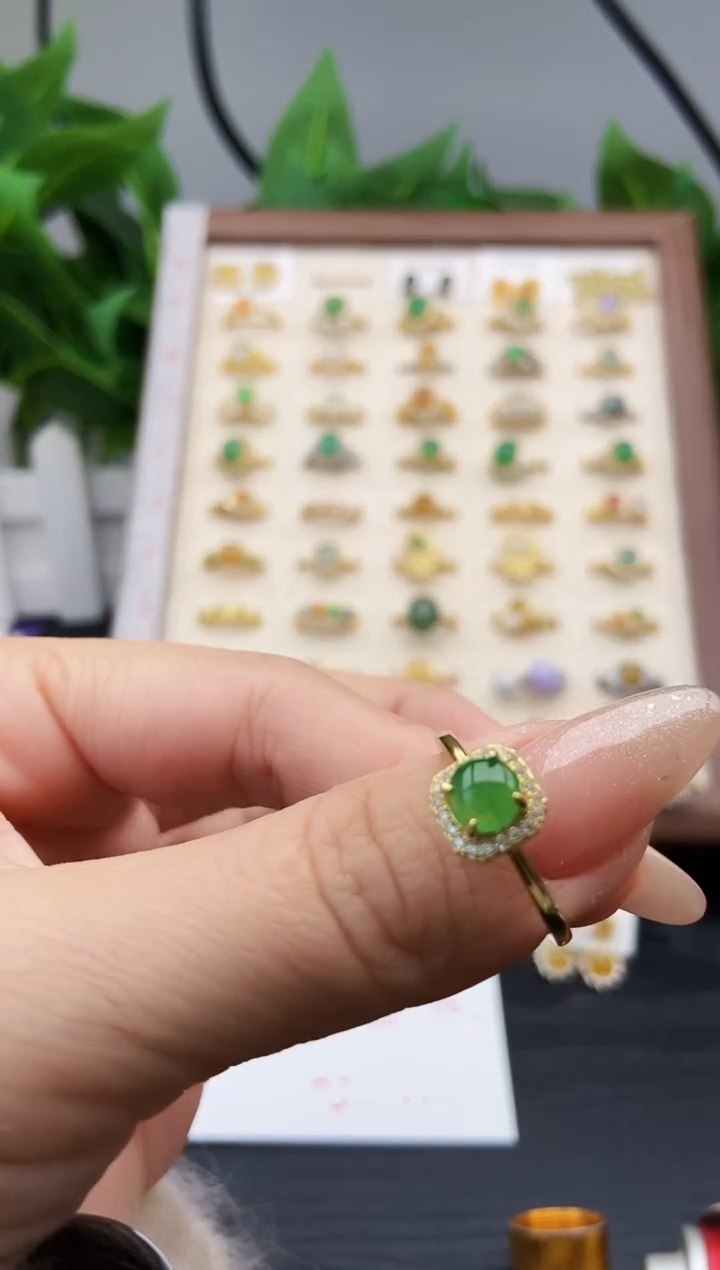 银S925镶嵌戒指翡翠12