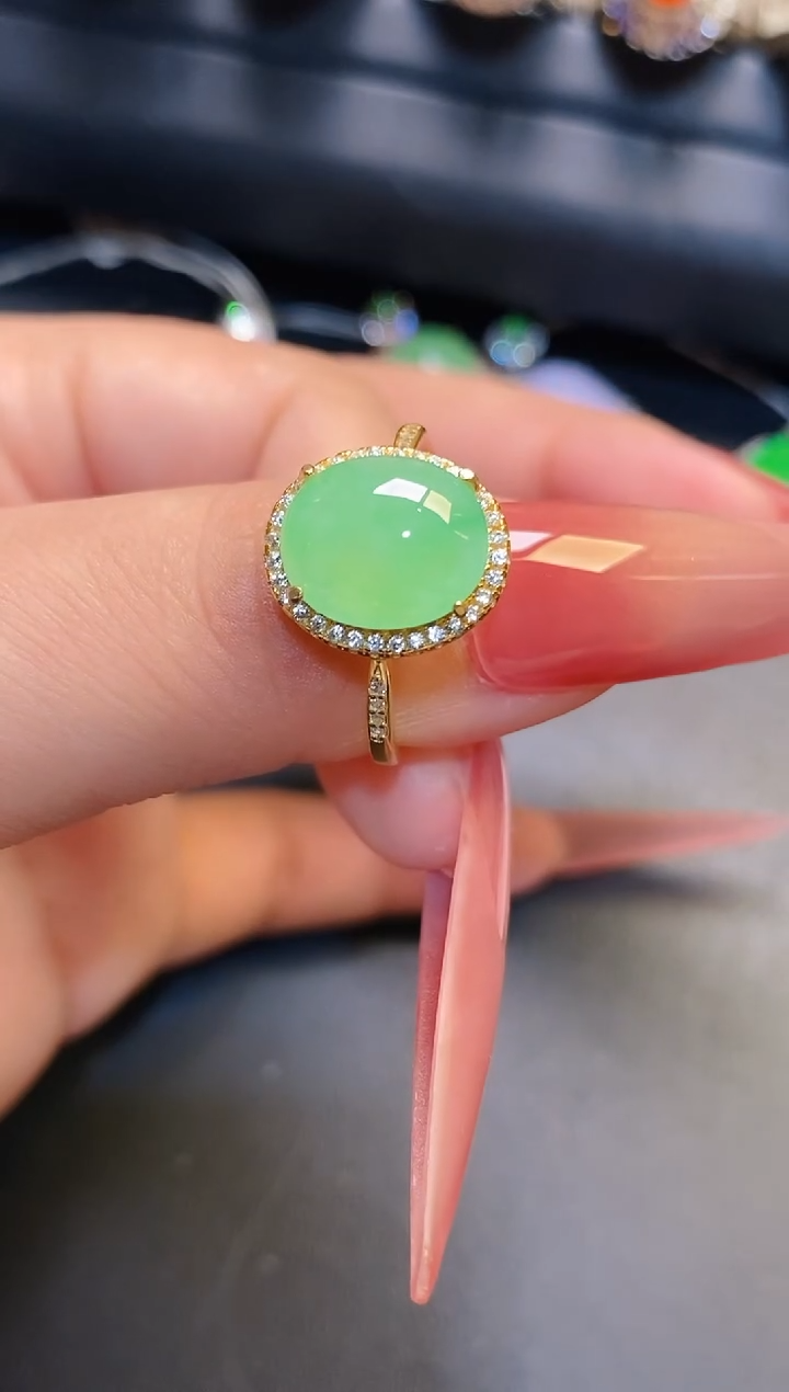 银S925镶嵌翡翠耳饰天然