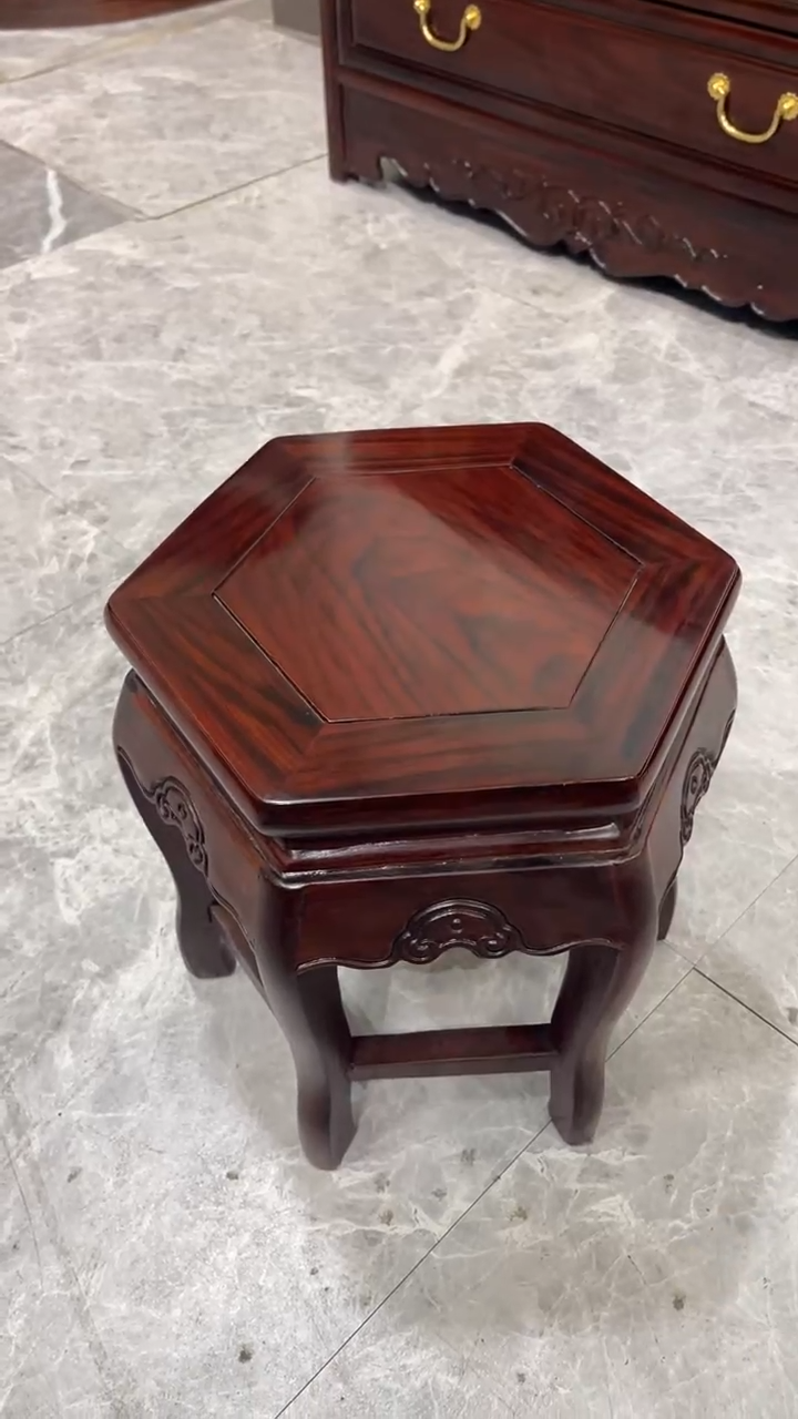 黑酸枝木类成套家具六角凳