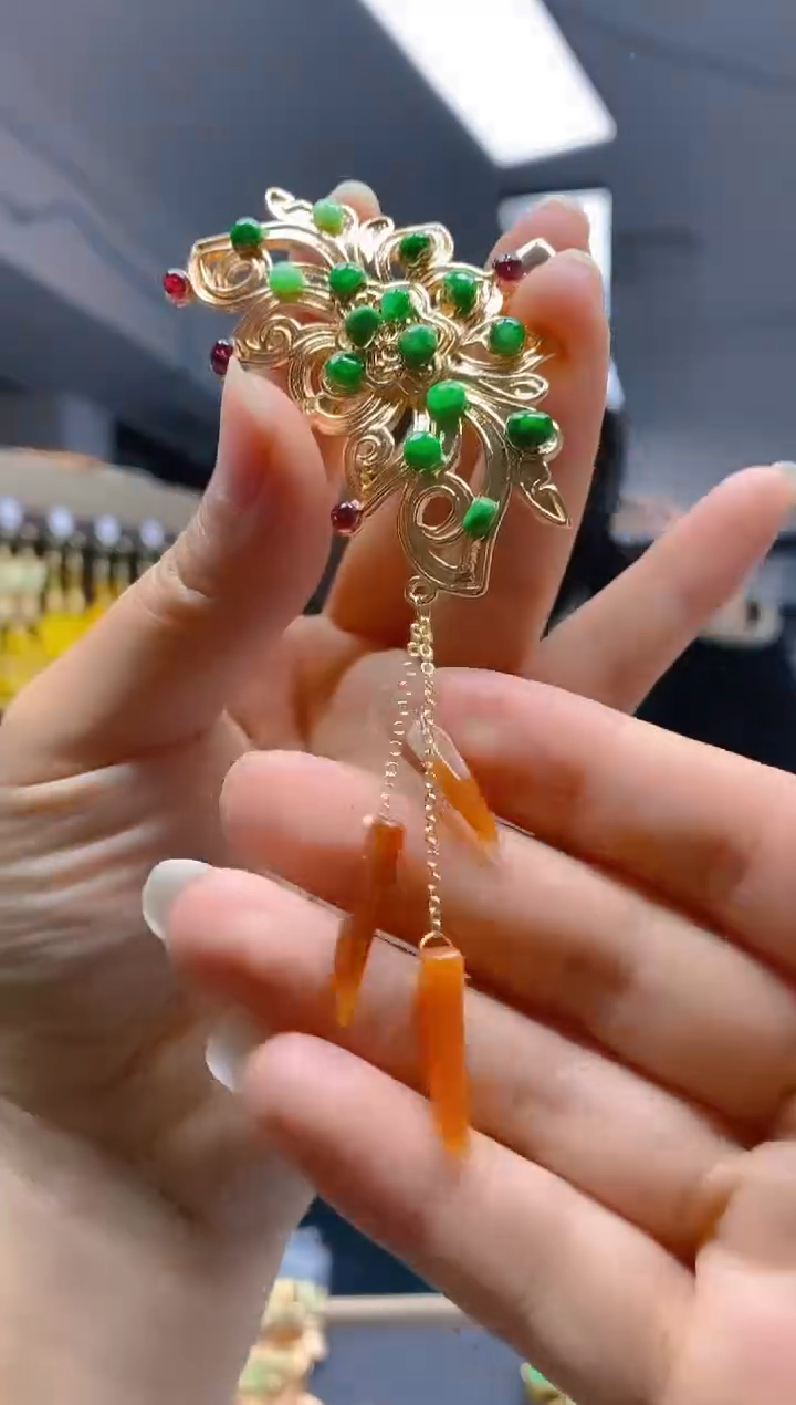 【闪购商品】翡翠耳饰合金0139翡翠发簪