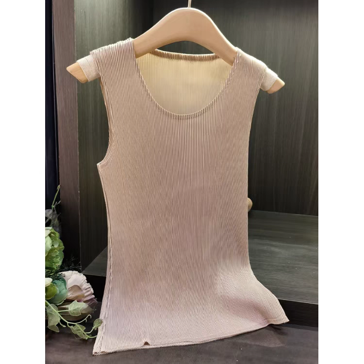 三宅褶皱百搭显瘦背心