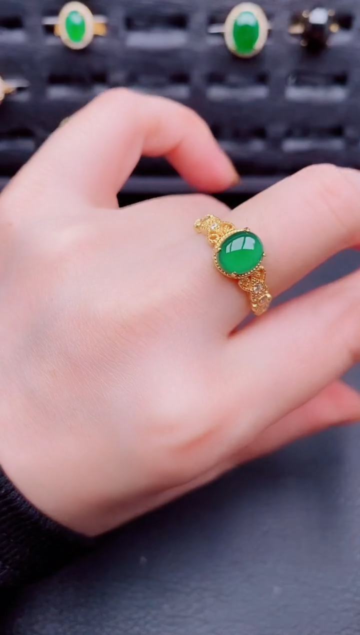 【闪购商品】翡翠戒指银S925镶嵌天然a货翡翠249