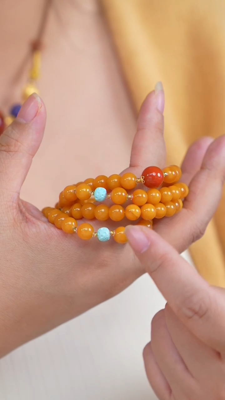 蜜蜡颈饰18K金镶嵌LL0827