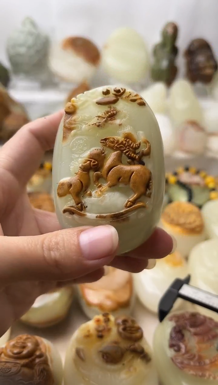 石材古青石棉纹正常不退换三羊开泰