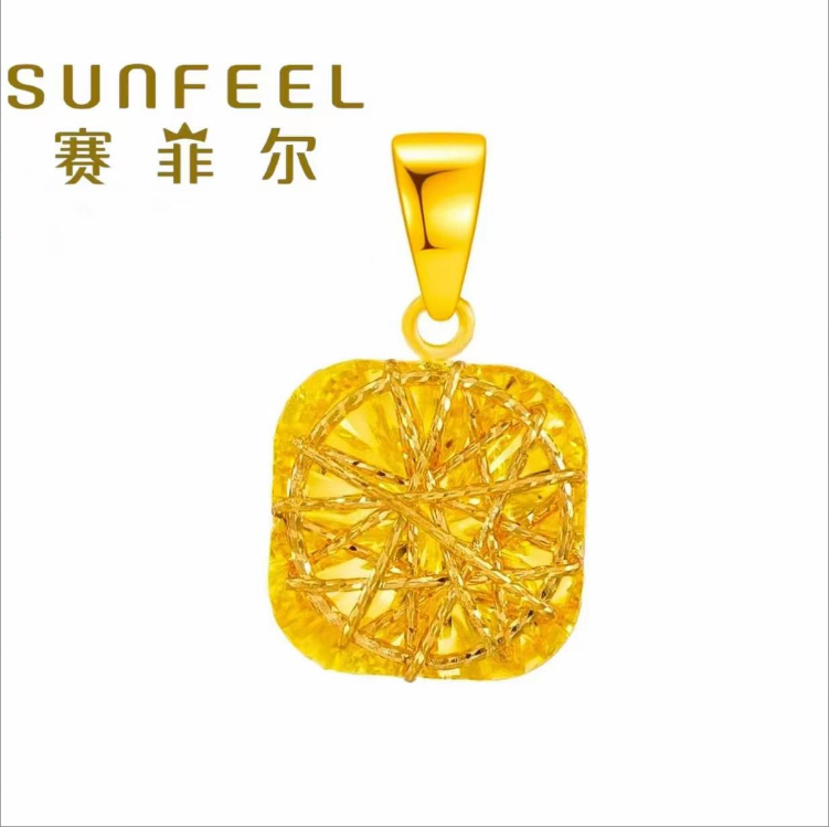 赛菲尔5G足金999小方糖吊坠