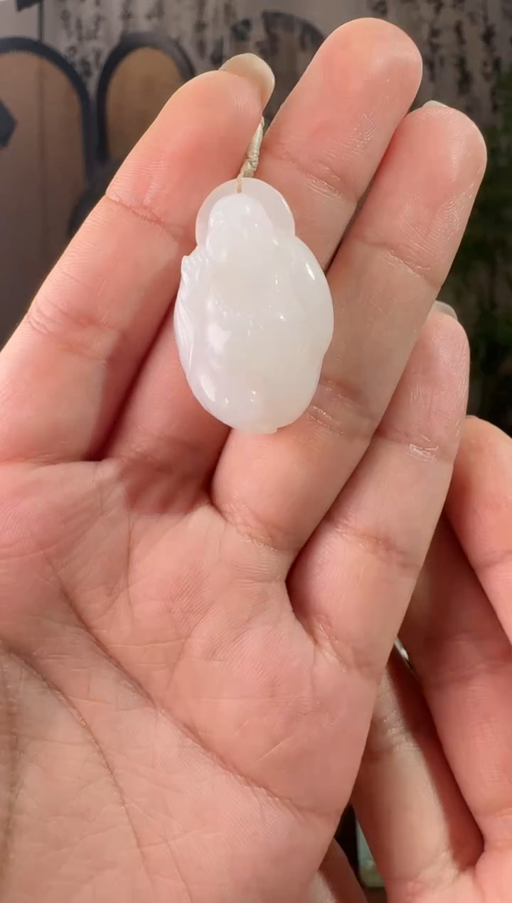 颈饰未镶嵌和田玉白玉逍遥佛