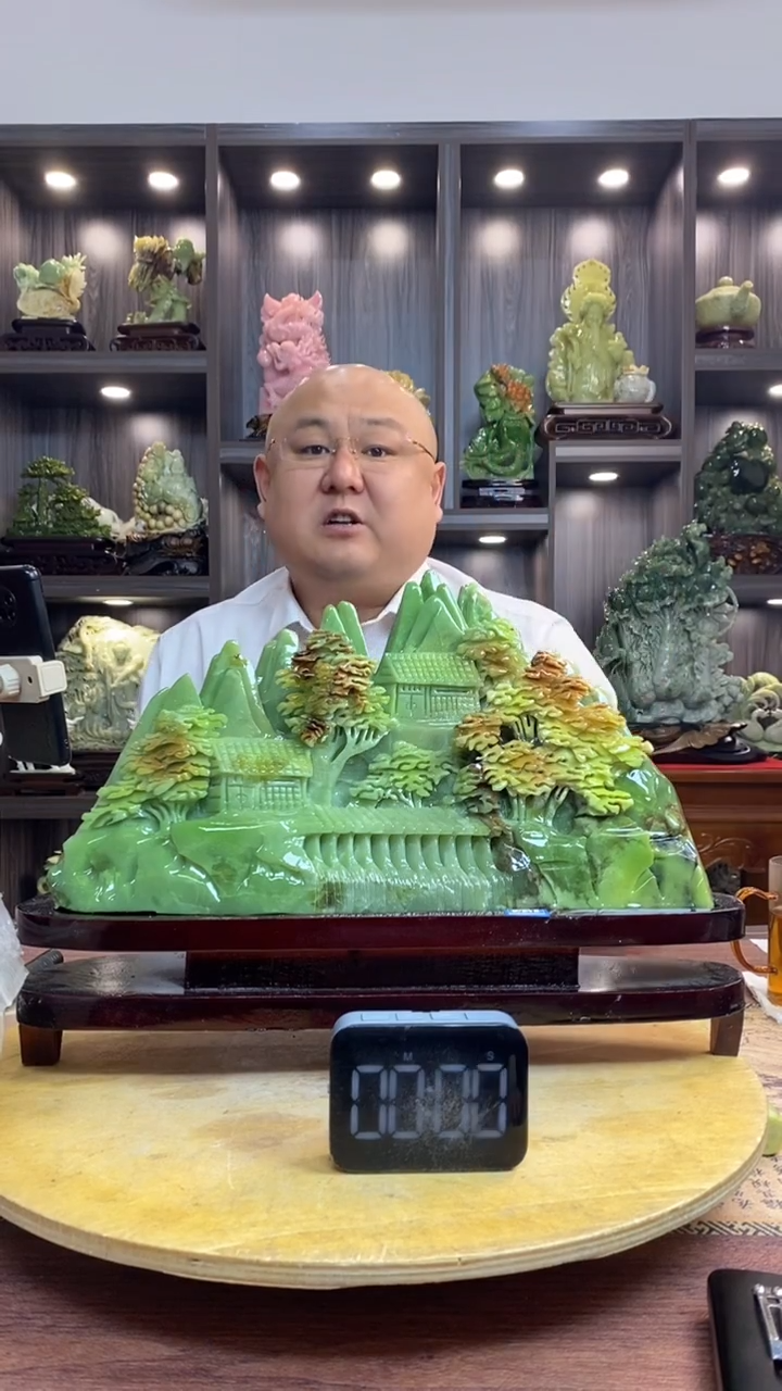 玉叶玉岫岩料手工雕刻摆件居家装饰送礼一物一图