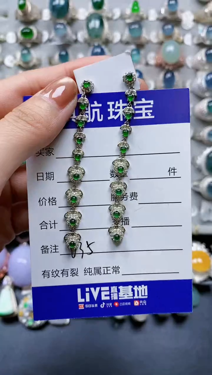 【闪购商品】翡翠耳饰银S925镶嵌0635