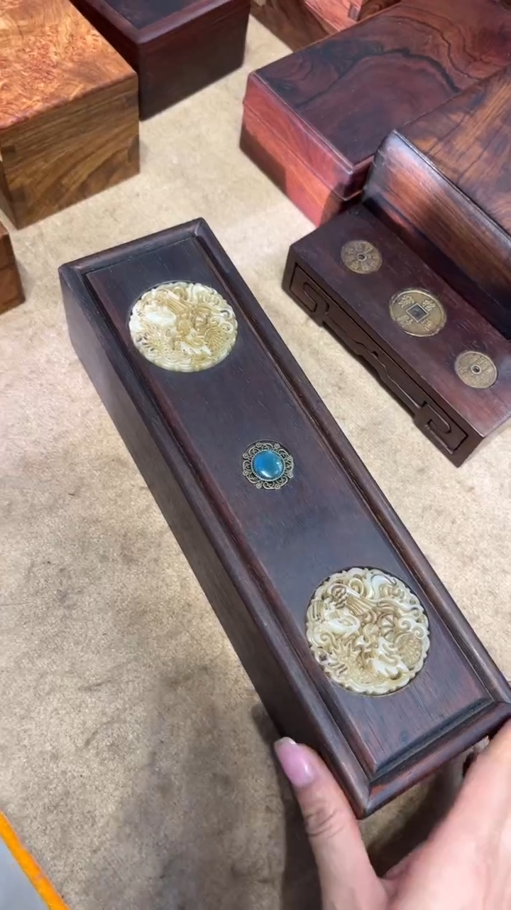 【闪购商品】木玉石镶嵌线香盒