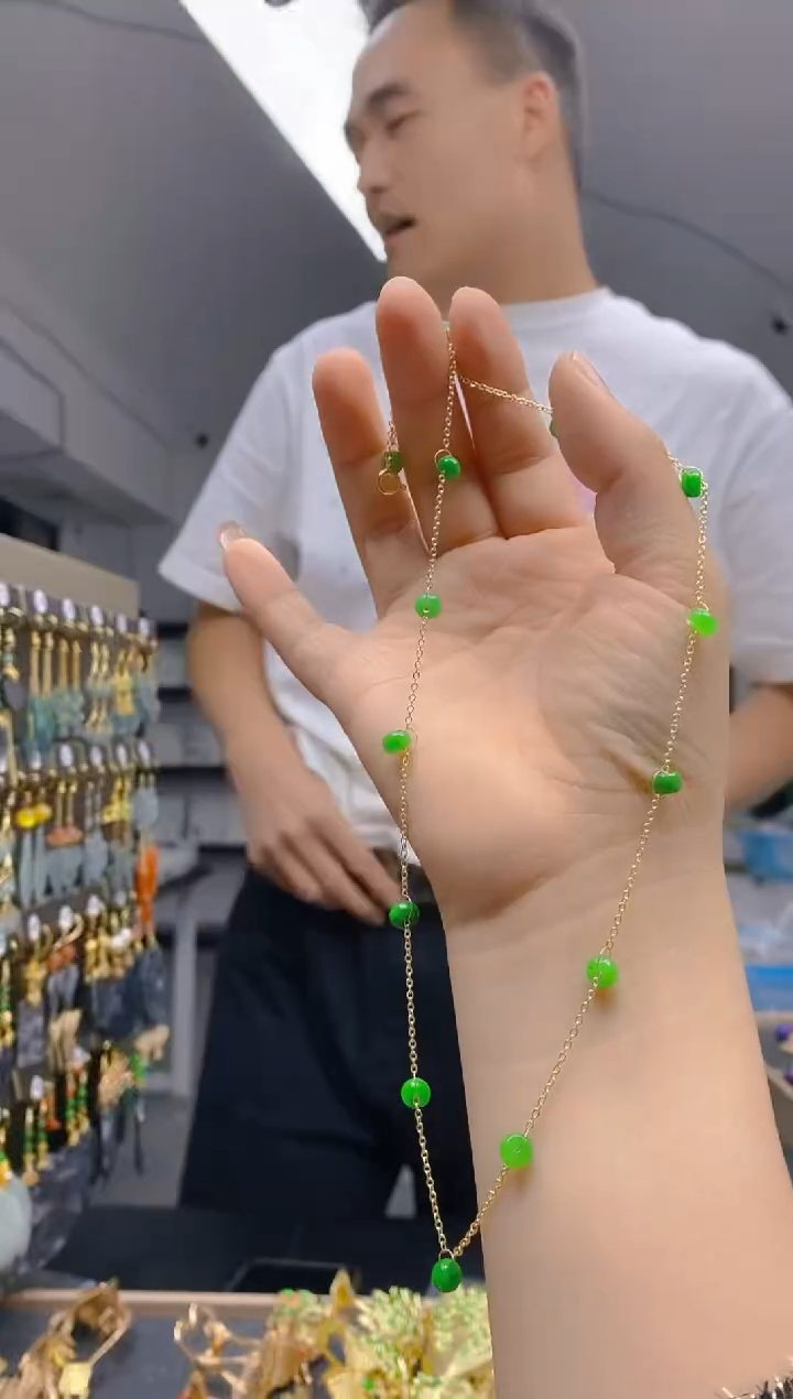 【闪购商品】翡翠耳饰合金66翡翠锁骨链