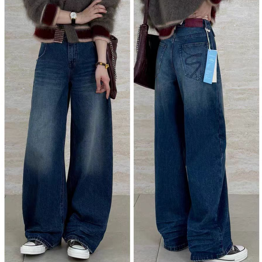 SU【608】花87  愫萌 风格弯刀裤牛仔裤秋冬厚磨毛柔软蓝标系列~