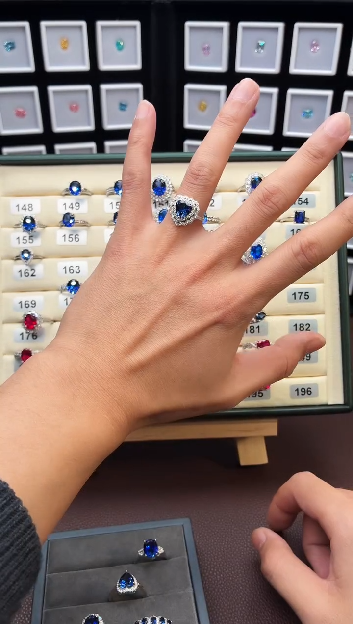 戒指蓝宝石银S925镶嵌1