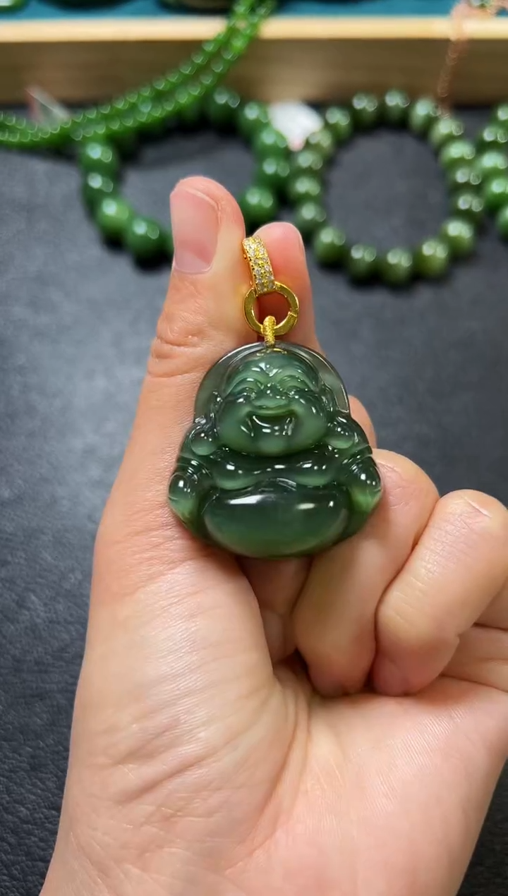 【闪购商品】和田玉（碧玉）颈饰未镶嵌碧玉34×35×12左右