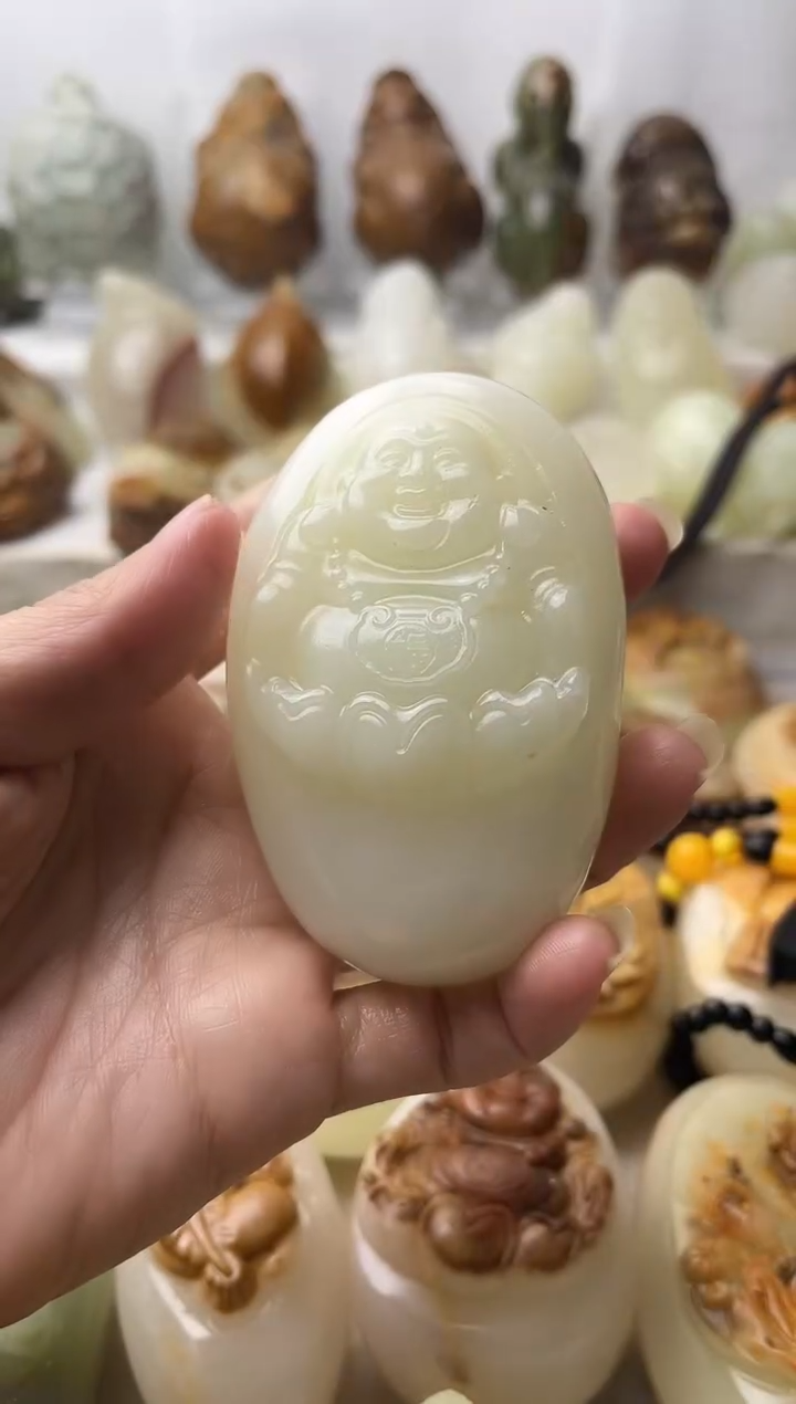 石材古青石棉纹正常不退换弥勒佛