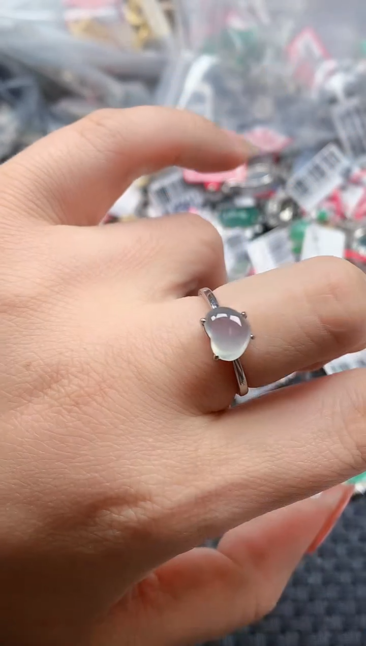 银S925镶嵌戒指翡翠天然A货缅甸翡翠