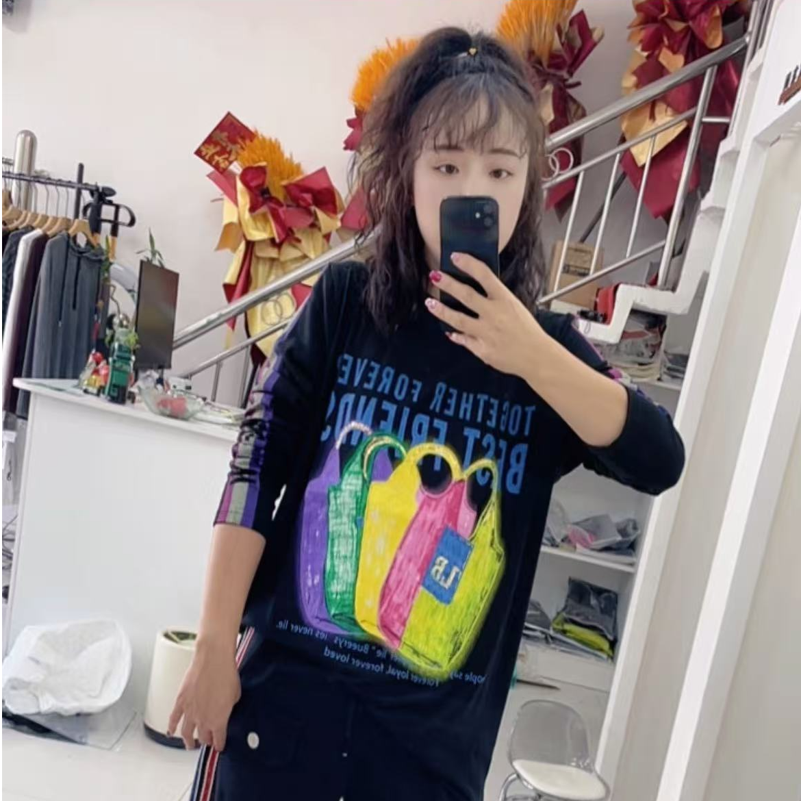 欧版印花韩版包包弹力夏季打底衫ol-31175长袖