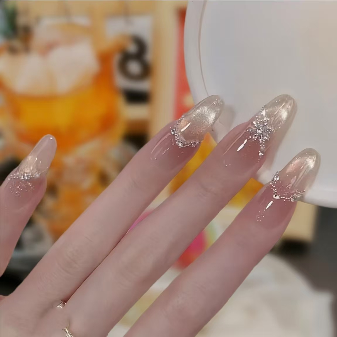 【灵动指尖】手工穿戴甲中长款气质穿戴式渐变冰透新款美甲穿戴甲片