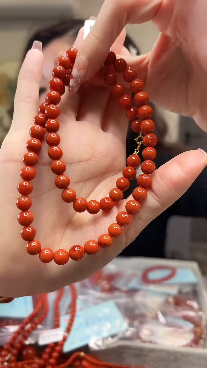 【闪购商品】南红玛瑙圆珠多圈链未镶嵌7mm+/48cm