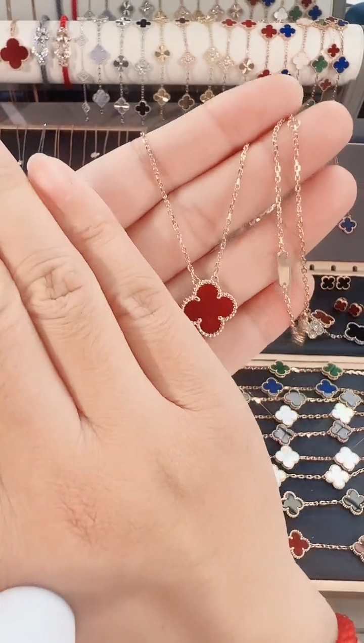 【闪购商品】玛瑙/玉髓颈饰18K金镶嵌18k玫瑰金红玛瑙套链