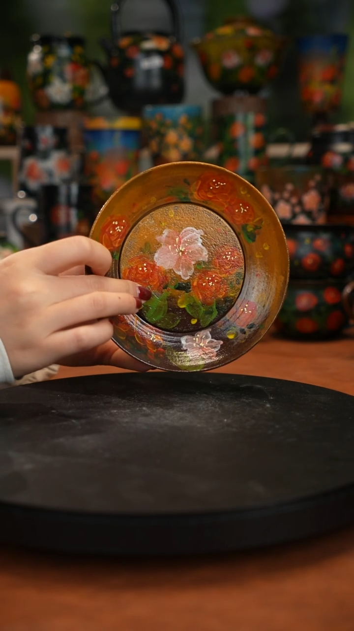 紫砂油画釉下彩手绘