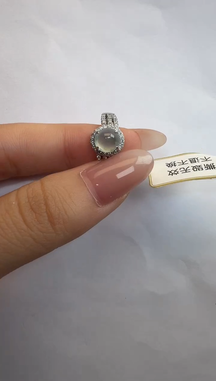 银S925镶嵌戒指翡翠通体925银镶缅甸A货翡翠戒指0293