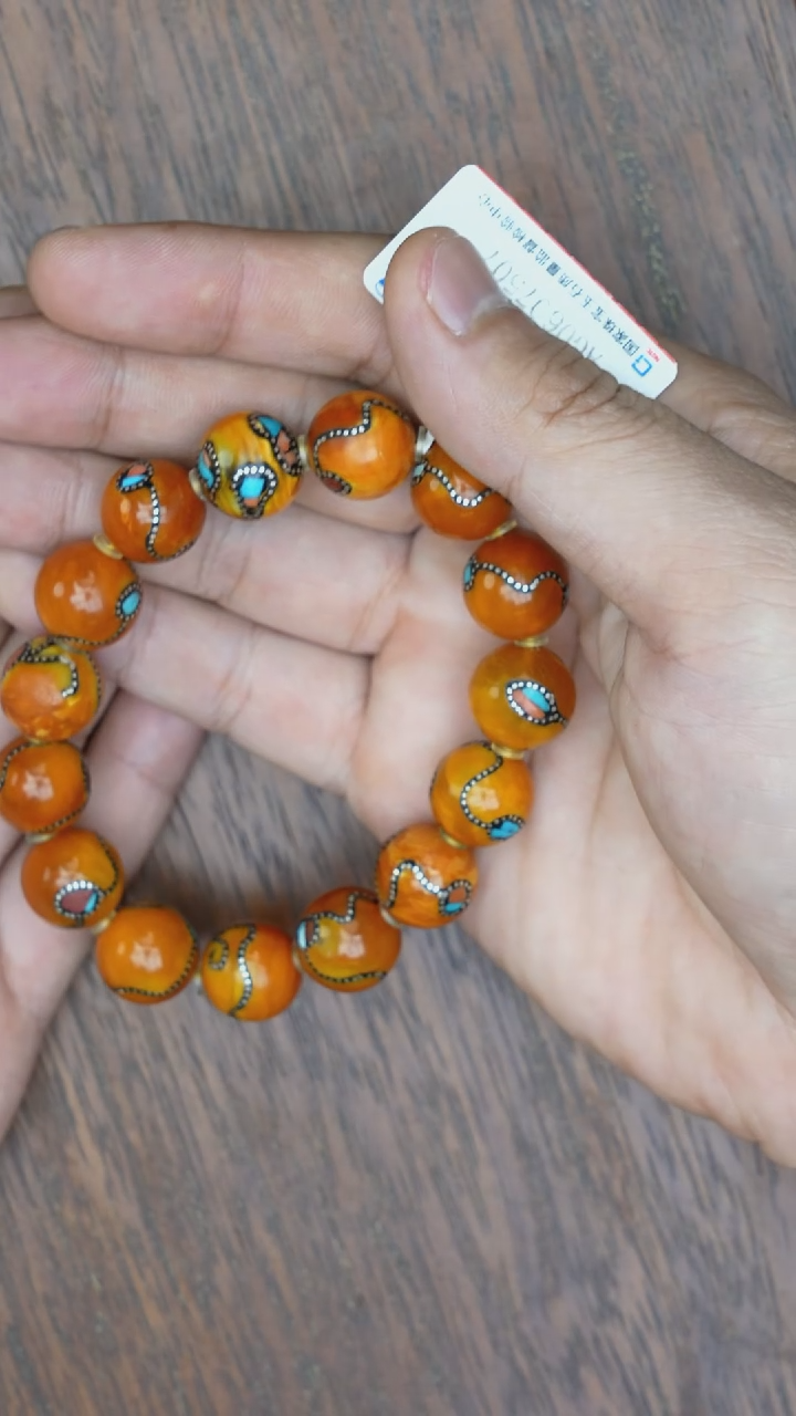 【闪购商品】琥珀裸石未镶嵌老蜡尼泊尔手串