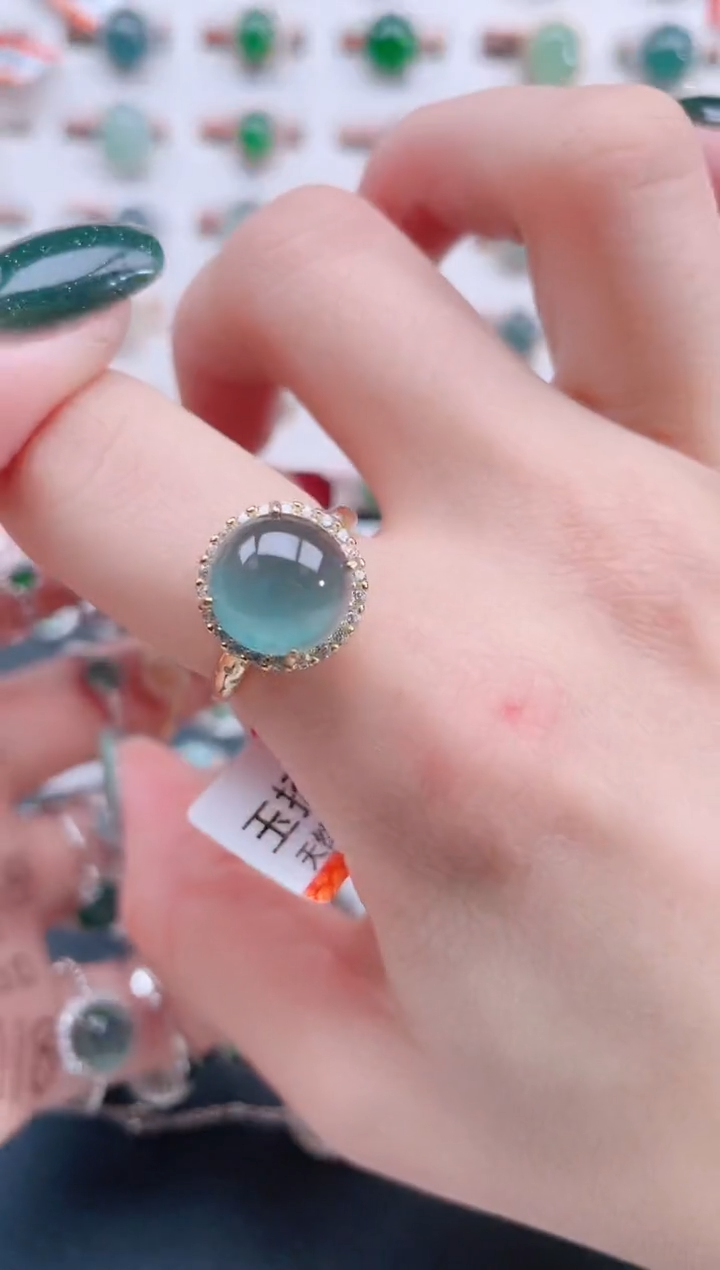 银S925镶嵌戒指翡翠天然翡翠