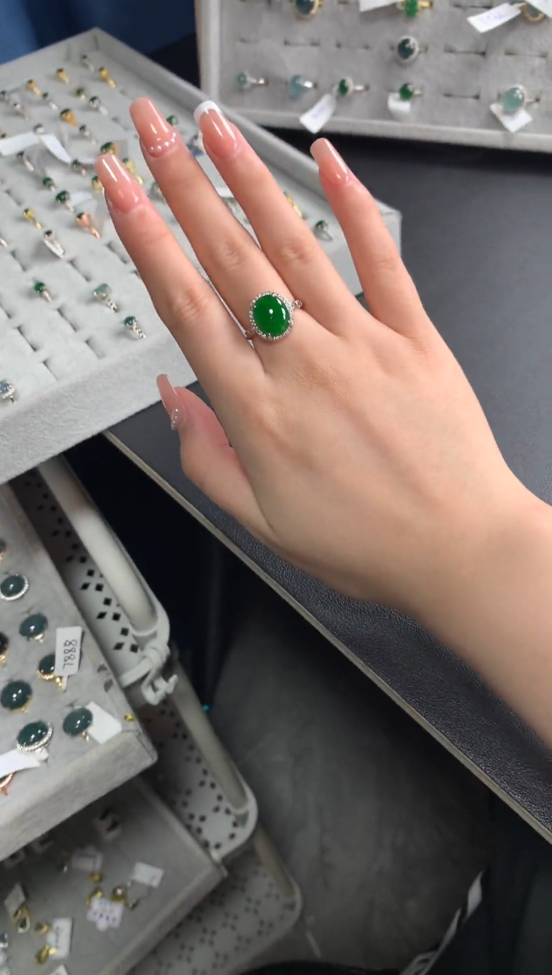 【闪购商品】翡翠戒指银S925镶嵌5214