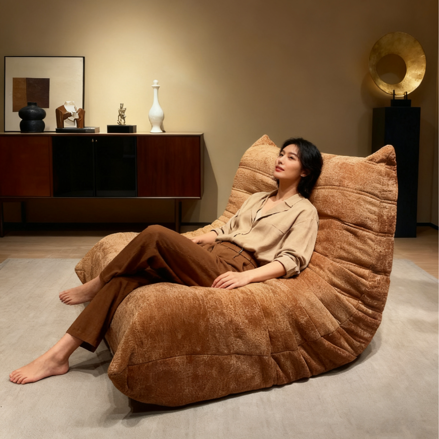 雪尼尔毛毛虫懒人沙发单人躺椅单人沙发椅懒人沙发可躺可坐懒人椅