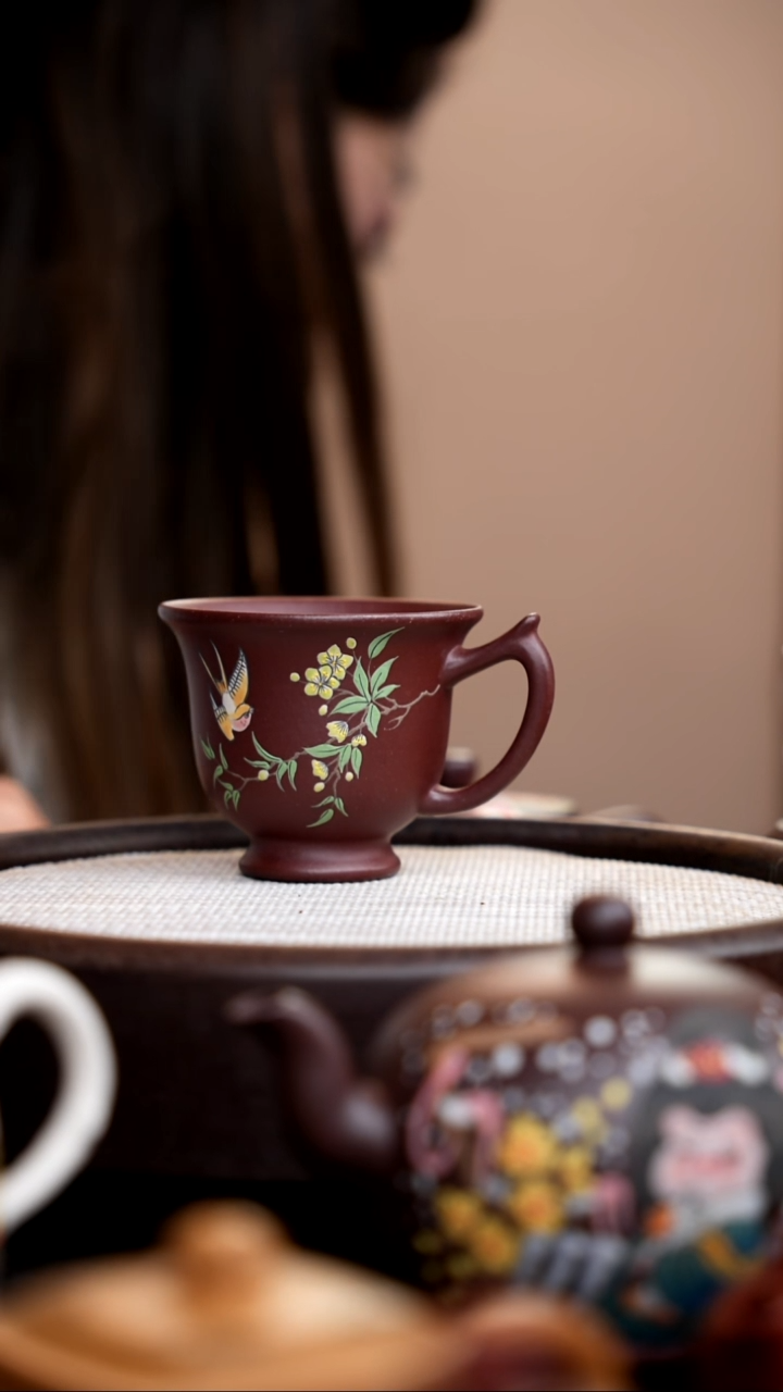 茶壶紫砂紫泥手把杯黄飞燕