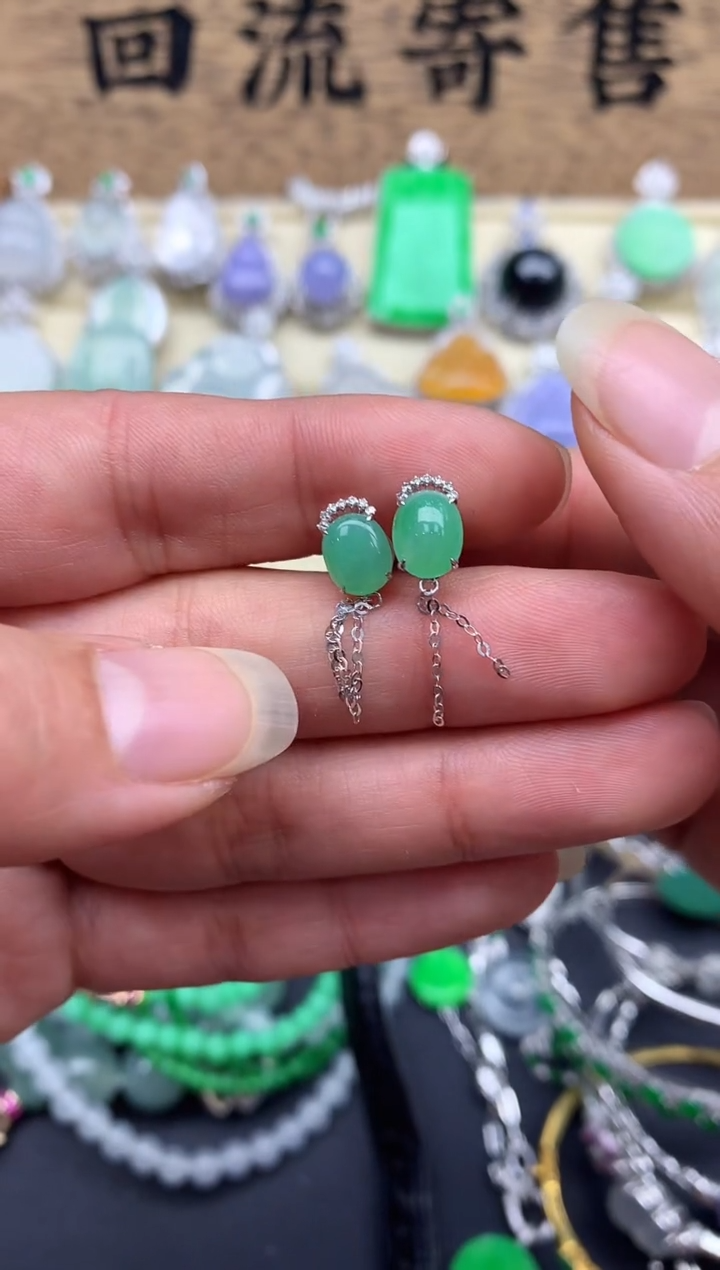 【闪购商品】翡翠耳饰18K金镶嵌277-中国好珍宝