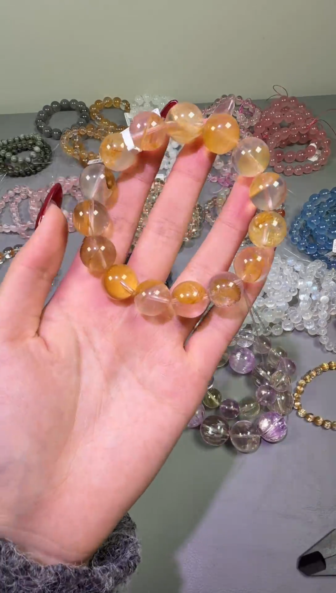 水晶摆件未镶嵌黄胶花手串
