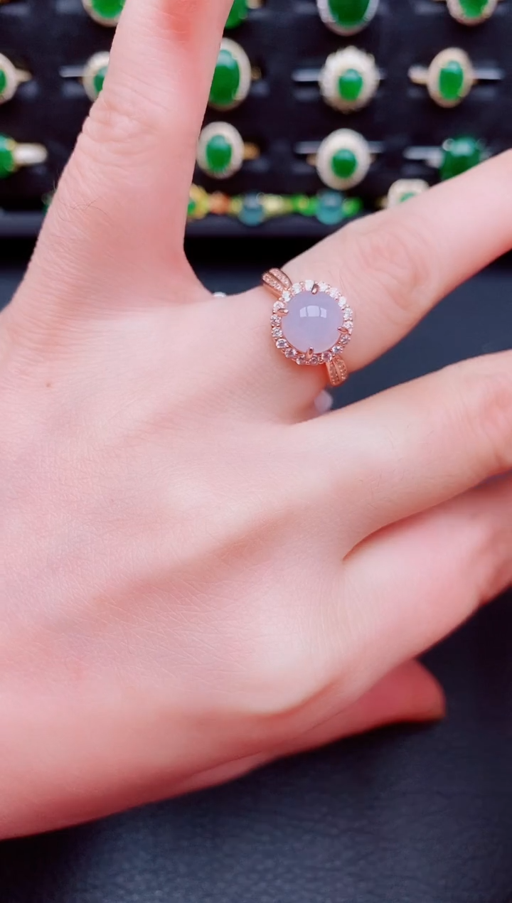 【闪购商品】翡翠戒指银S925镶嵌天然a货翡翠20
