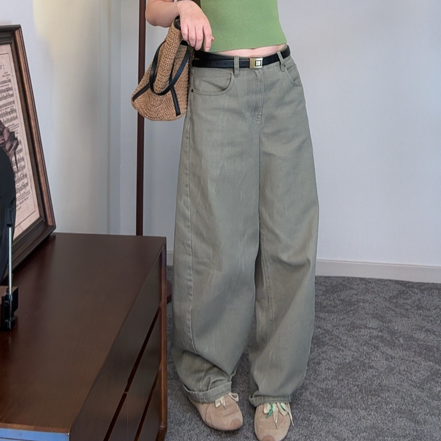 AMASS/阿玛施25宽松水洗牛仔弯刀裤510084（白色弄脏不退不换）