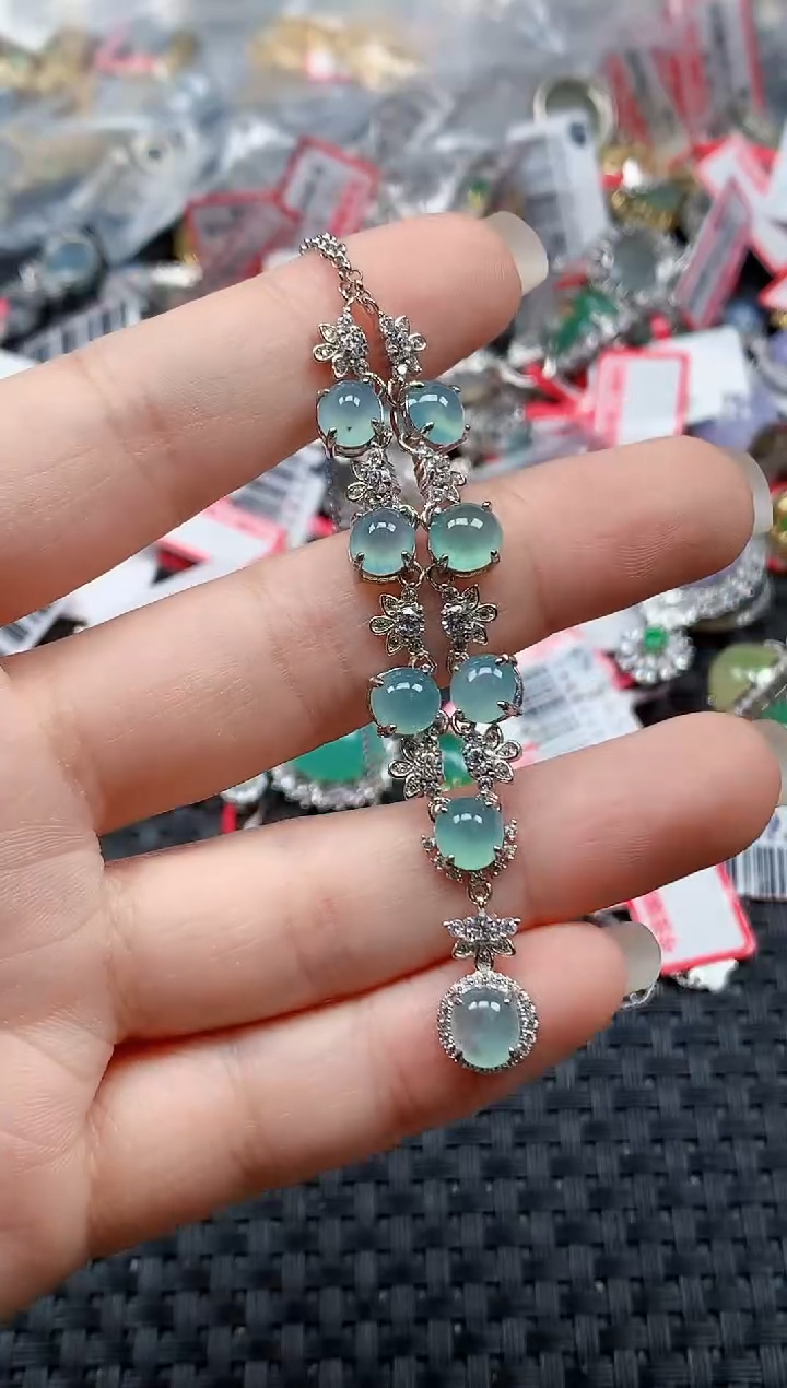 银S925镶嵌戒指翡翠天然A货缅甸翡翠