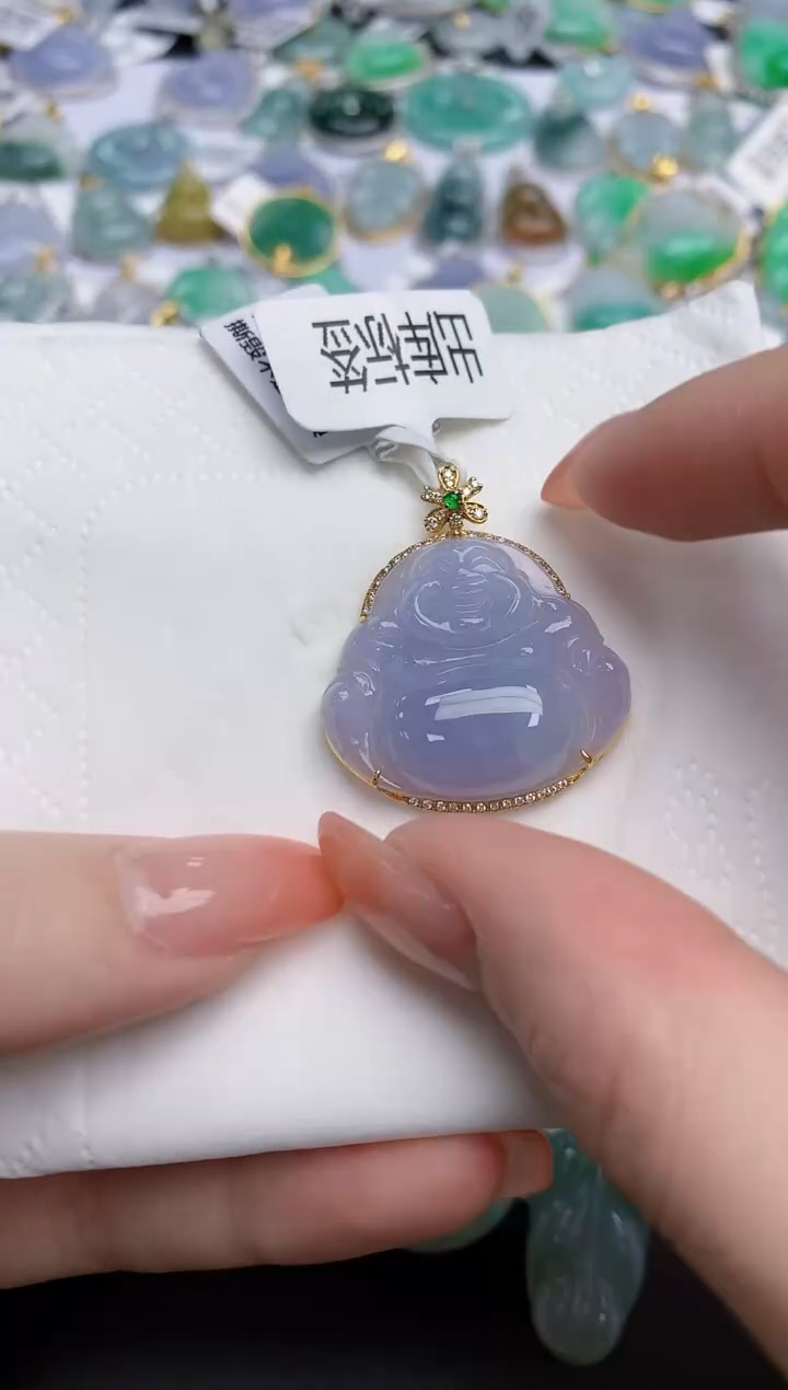 【闪购商品】翡翠颈饰18K金镶嵌天然缅甸翡翠A货