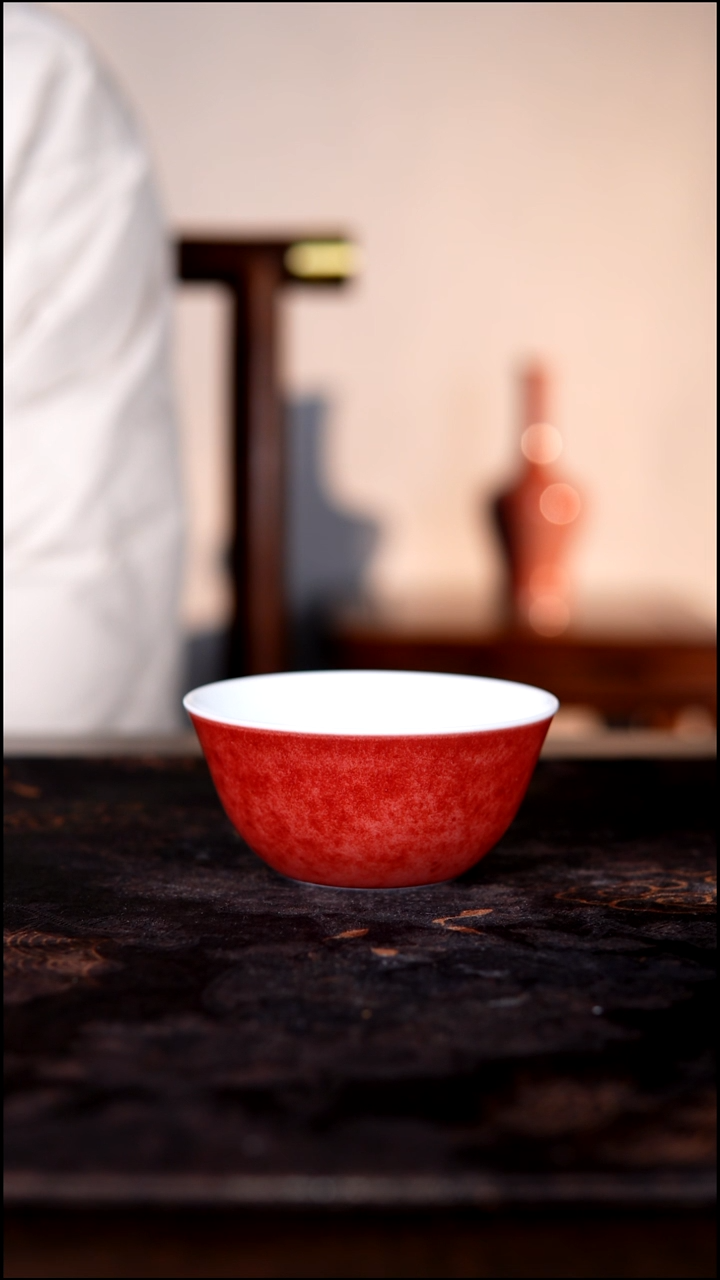 杯子白泥豇豆红陶瓷