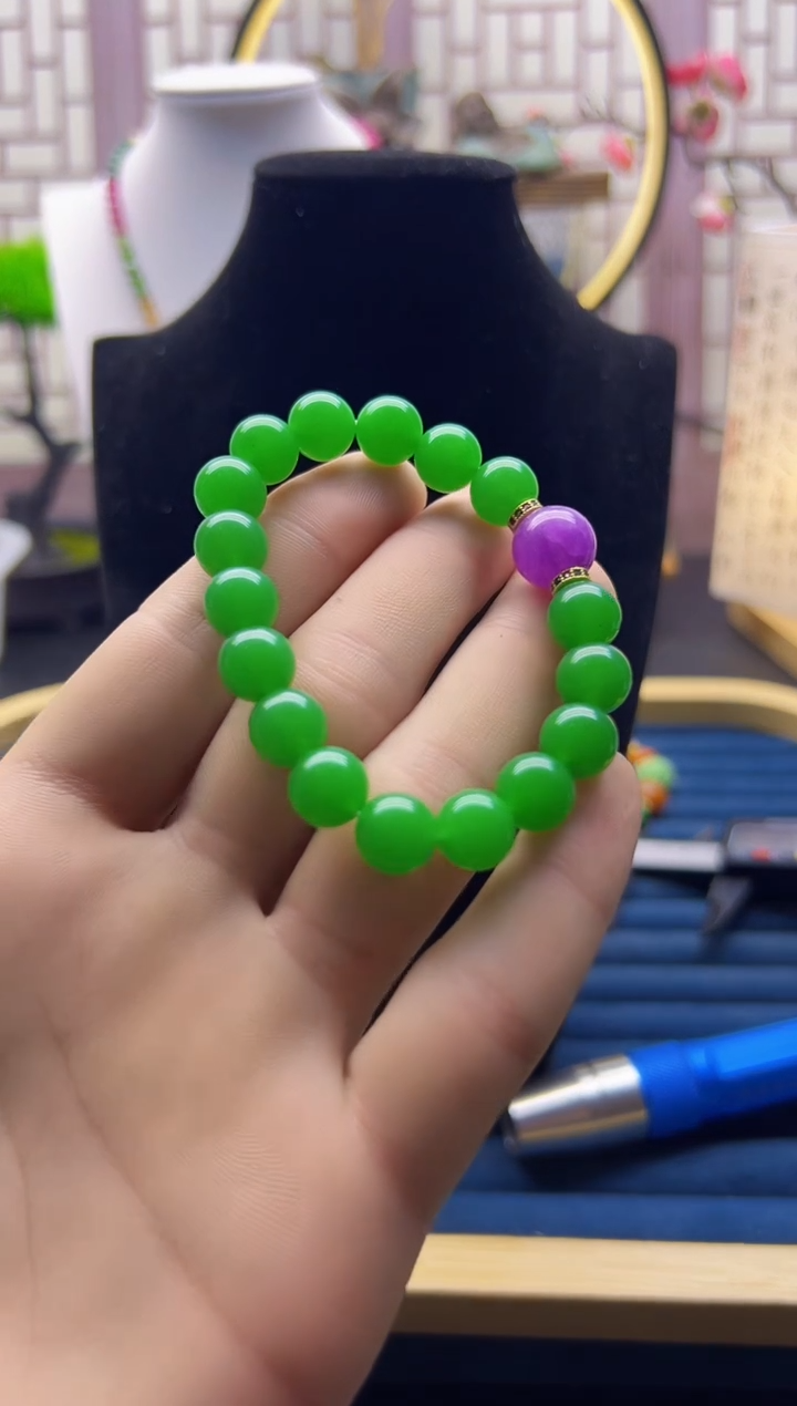 【闪购商品】翡翠手链14K金镶嵌S437