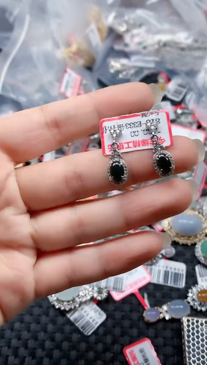 银S925镶嵌戒指翡翠天然A货缅甸翡翠