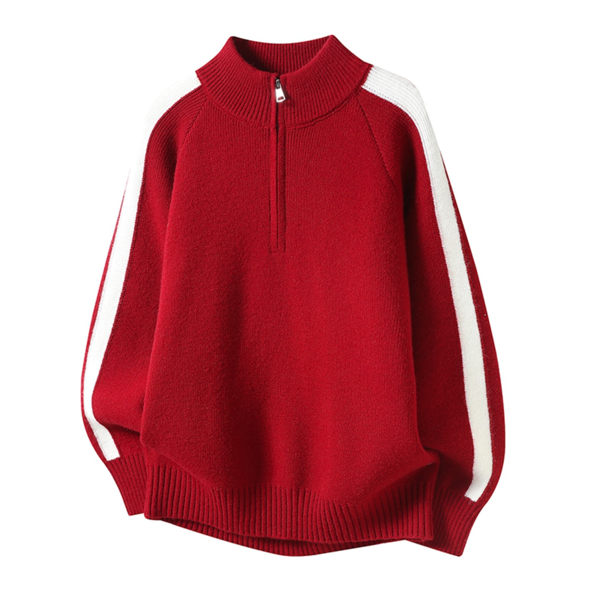 男生针织衫开衫半高领秋冬毛衣拉链保暖拼色时尚休闲宽松韩版